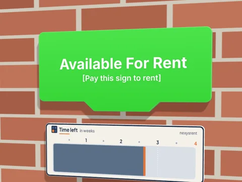The Nexysrent wall unit: a sign with the time meter on the wall